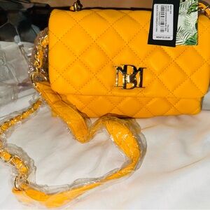 Badgley Mischka Quilted Yellow Crossbody Bag